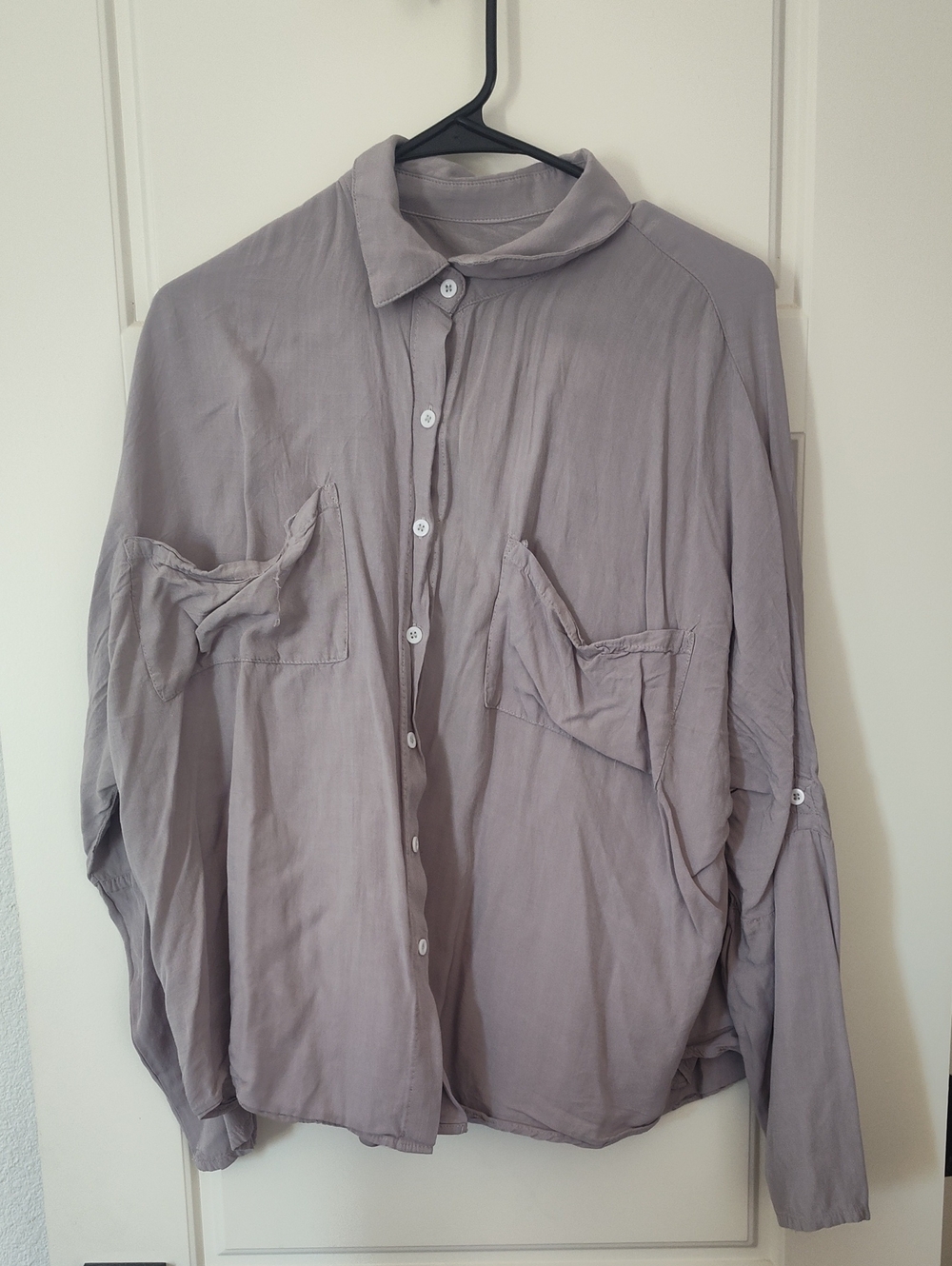 Relaxed Fit Button-Down Shirt in Dusty Lavender